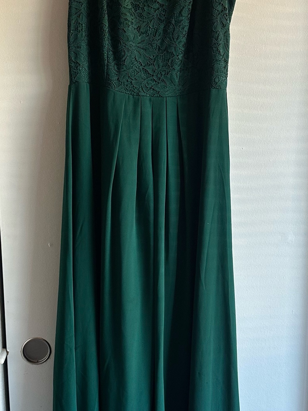 Miusol Dark Green Lace Bodice Maxi Dress
